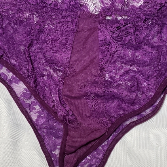 ZEXXXY Puple Eyelash Lace Teddy Lingerie NWT bag M - Picture 3 of 8
